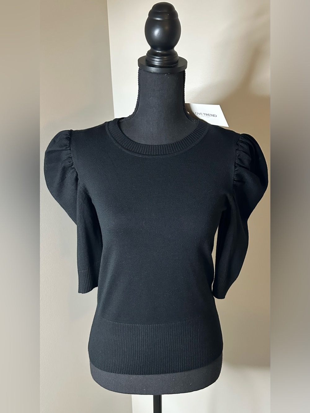 NWT! Love Trend Black Puff Sleeve Knit Top - Women's Stylish Pullover